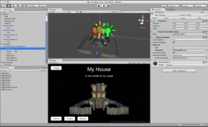 Same house, seconds later, in Unity3D, with extra lights, buttons to control features, you name it!