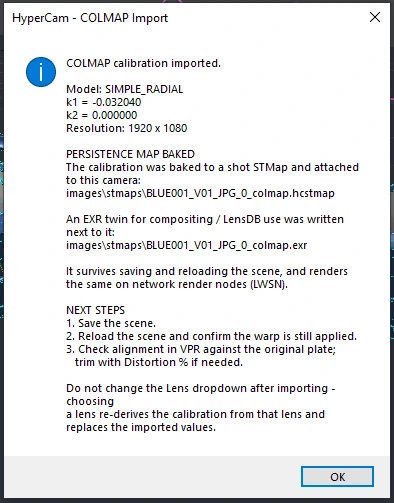 colmap import dialog
