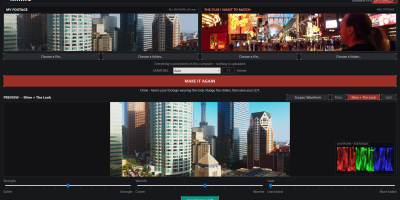 Mimic 1.0.3 at work - matching a plate to a film look, waveform scope live