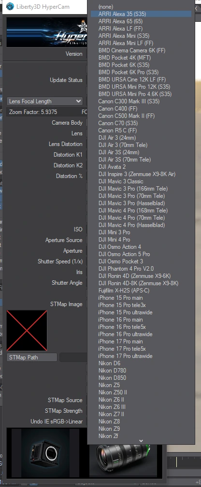 hypercam body dropdown