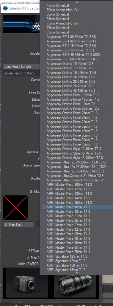 hypercam lens dropdown