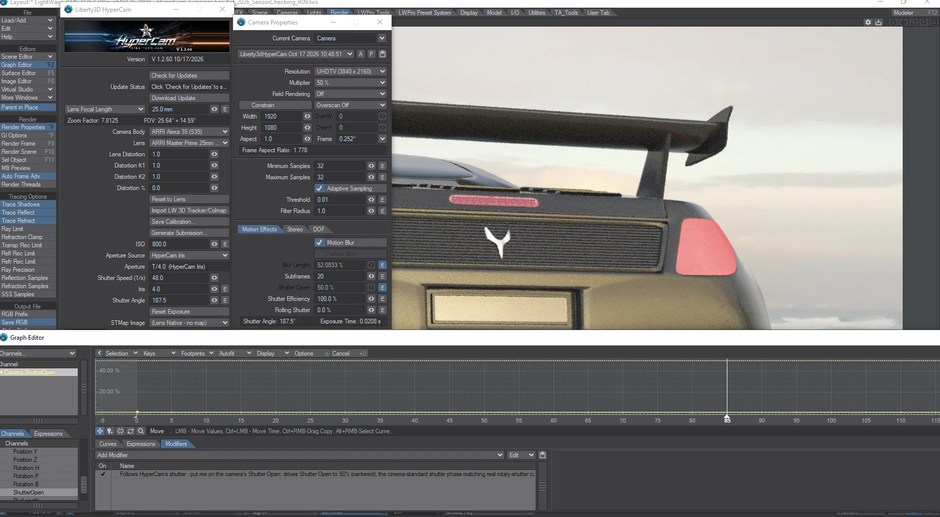 hypercam shutteropenlink graph editor