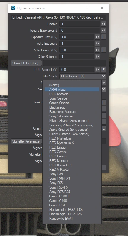 sensor profile dropdown